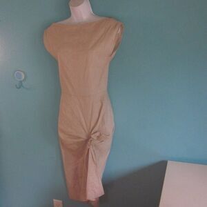 Malloni Italian Linen Stretch FittedRuched Dress Size 40 / 2